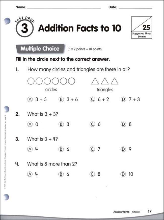 Math in Focus Grade 1 Assessments