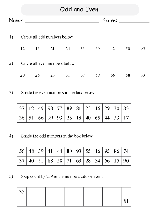 odd or even printable grade 1 math worksheet
