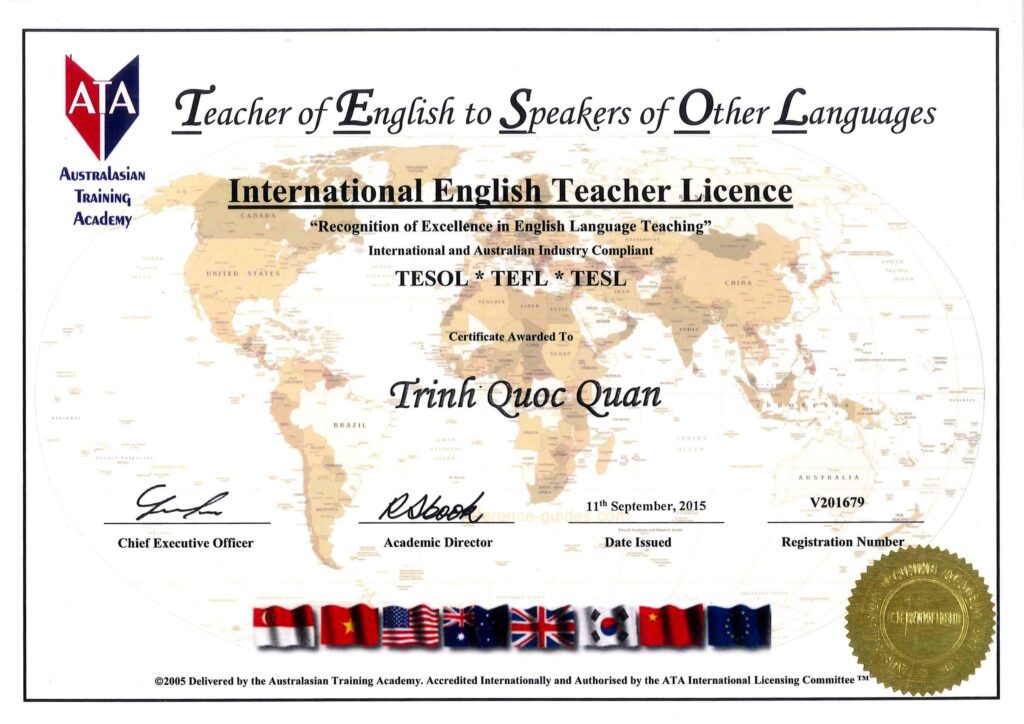 Hình ảnh bằng cấp của Thầy Trịnh Quốc Quân - Gia sư Ielts của trung tâm gia sư Tâm Tài Đức
