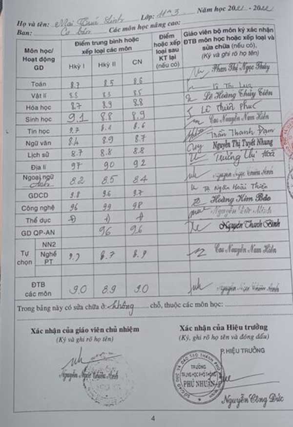 
Hình ảnh bảng điểm của Sinh viên Mai Trúc Linh - Gia sư Ielts của trung tâm gia sư Tâm Tài Đức 2